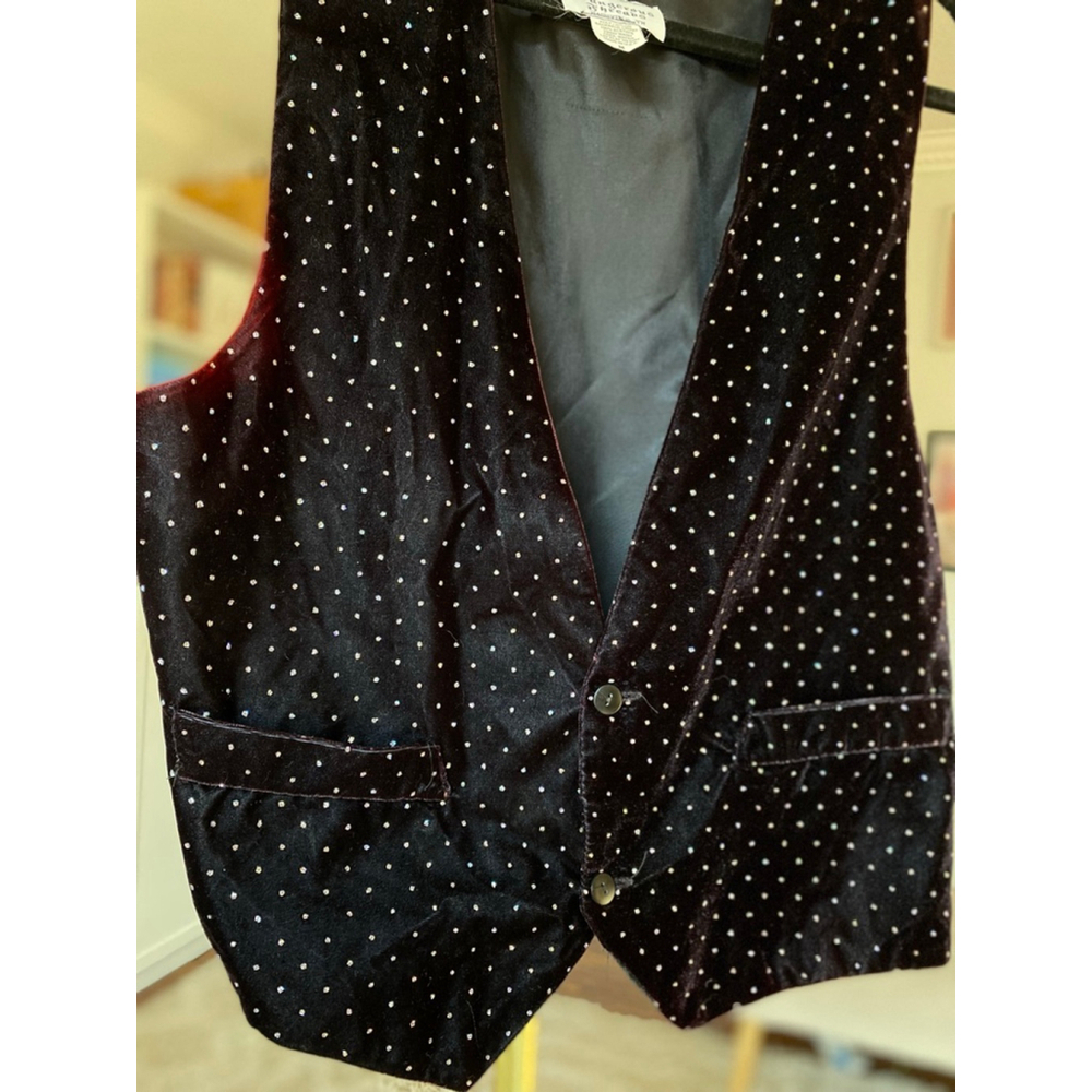 Vintage Velvet Sequin Festival Vest Sparkle Statement Quiet Luxury Parisian Boh - Picture 4 of 7